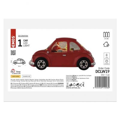 Samochodzik 1 LED śnieżne autko 10 cm 3x AA, ciepła biel, IP20, timer EMOS (DCLW19)