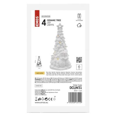 Choinka ceramiczna dekoracje 4 LED 33,5 cm 2x AA ciepła biel IP20 EMOS (DCLW31)
