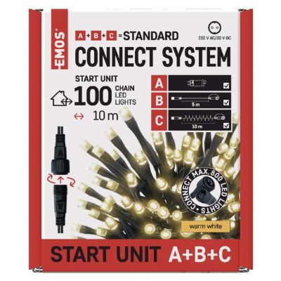 Lampki choinkowe Standard zestaw zasilacz + 100LED 10m ciepła biel IP44 timer EMOS EMOS (D1AW01)
