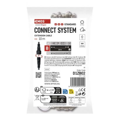 Przedłużacz oświetlenie łączone Standard 10m przeźroczysty IP44 EMOS (D1ZB02)