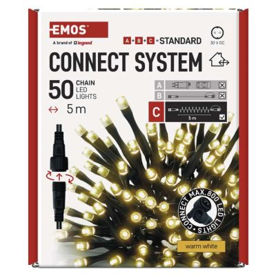 Lampki choinkowe Standard 50 LED 5m ciepła biel IP44 timer EMOS (D1AW02)