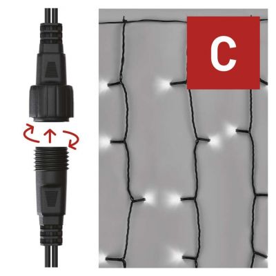 Lampki choinkowe łączone Standard kurtyna 100LED 1x2m zimna biel IP44 timer EMOS (D1EC01)