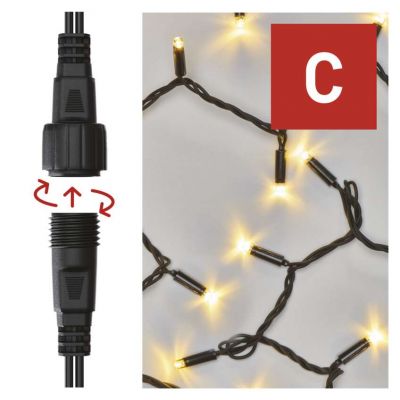 Lampki świąteczne łączone Profi łańcuch 100 LED 10m ciepła biel czarny przewód IP44 timer EMOS (D2AW03)