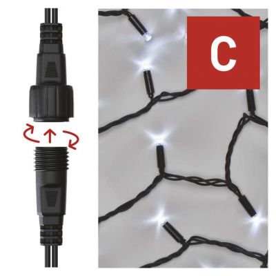 Lampki świąteczne łączone Profi 100LED 10m zimna biel miga timer EMOS (D2AC03)