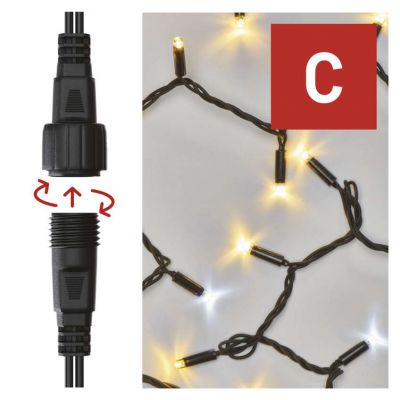 Lampki świąteczne łączone Profi łańcuch 100LED 10m ciepła biel+zimna biel miga czarny timer D2AN01 EMOS (D2AN01)
