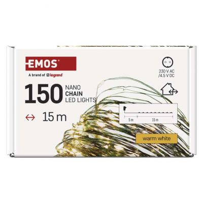 Lampki świateczne nano łezki 150LED 15m ciepła biel IP44 timer EMOS (D3AW05)