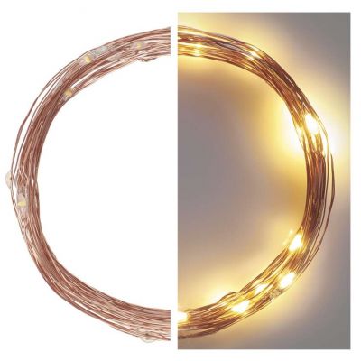 Lampki świąteczne 40 LED nano łezki 4m ciepła biel miedziany przewód timer (D3AW01)