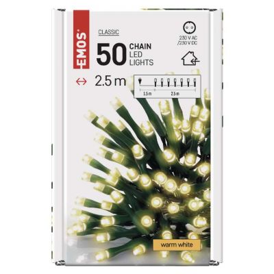 Lampki choinkowe świąteczne CLASSIC 50 LED 2,5m ciepła biel wewnętrzne EMOS (D4GW01)