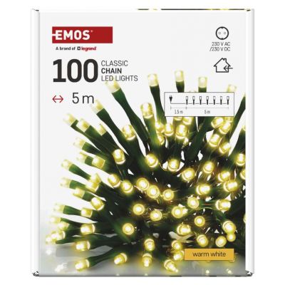 Lampki choinkowe Classic 100LED 5m ciepła biel IP20 EMOS (D4GW02)