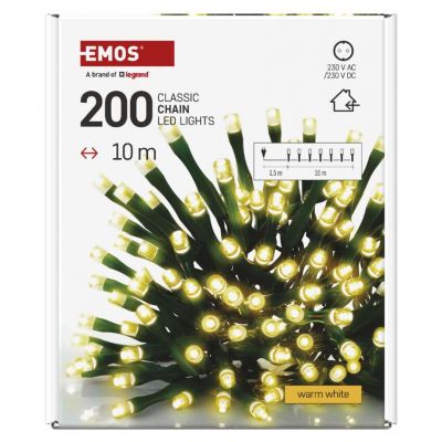 Lampki choinkowe Classic 200LED 10m ciepła biel IP20 EMOS (D4GW03)