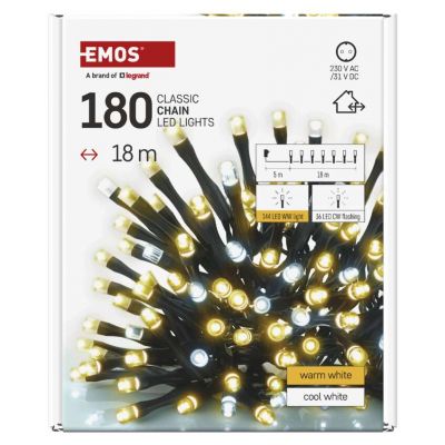 Migające światełka lampki choinkowe ciepłe/zimne led 180LED 18m CLASSIC EMOS (D4AN03)