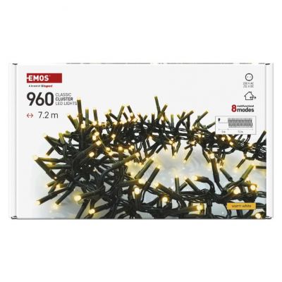Lampki choinkowe LED jeżyk 960 LED 7,2m ciepła biel 64 programów IP44 EMOS (D4BW08)