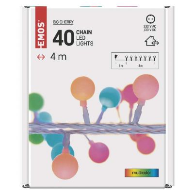 Lampki świąteczne kulki 40 LED 4m IP44 multikolor IP44 timer EMOS (D5AM01)