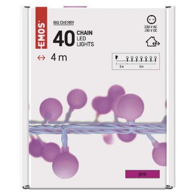 Lampki choinkowe kulki duże 40 LED 4m timer IP44 biały przewód EMOS (D5AP01)