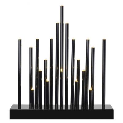 Świecznik świateczny czarny 20 LED 27 cm 3x AA ciepła biel IP20 timer EMOS (DCAW04)