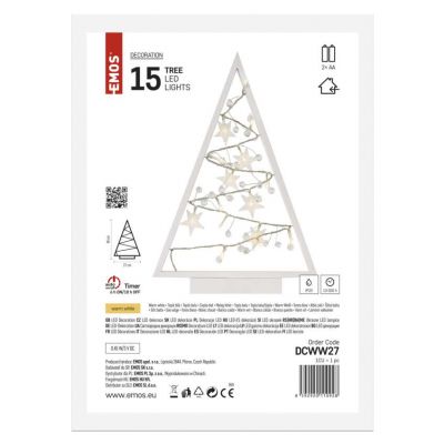 Choinka świateczna 15 LED dekoracja 40cm 2x AA ciepła biel IP20 timer EMOS (DCWW27)