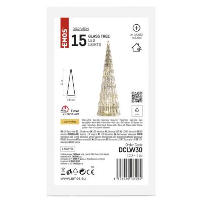 Dekoracje 15 LED drzewko 27cm 2x CR2032 ciepła biel IP20 timer EMOS (DCLW30)