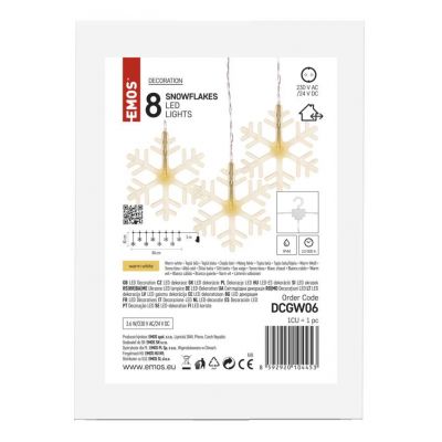 Girlanda świąteczna 8 LED sople śnieżynki 45x84 cm ciepła biel IP44 EMOS  (DCGW06)