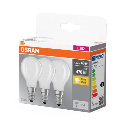 Żarówka LED /3szt./ Kulka E14 4W=40W 470lm 2700K ciepła biel OSRAM (4058075819399)