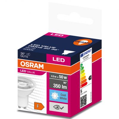 Żarówka LED LVPAR16 50 36st. 5W/840 230V GU10 10X1 EUE OSRAM 350lm 4058075198616 LEDVANCE (4058075198616)