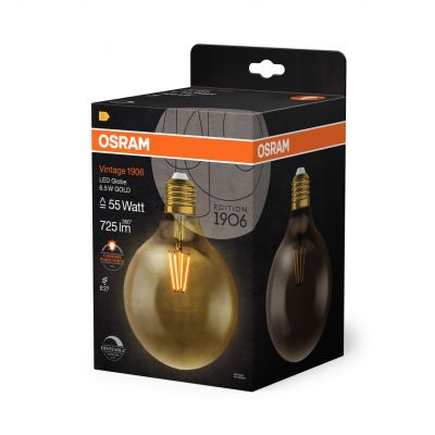 Żarówka LED 6,5W/824 E27 Vintage 1906 LED dim CL GLOBE125 FIL GOLD 51 dim 4058075808997 LEDVANCE (4058075808997)