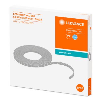 Taśma LED 24V 27W 5m 540lm/W LS VAL-600/865/5/IP65 10X1 LEDV 4058075296633 LEDVANCE (4058075296633)