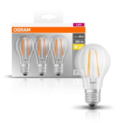 Żarówka LED /3szt./ A60 E27 6,5W=60W 806lm ciepła biel 300st Filament OSRAM (4058075819290)