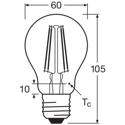 Żarówka LED E27 7W VALUE FILAMENT 7W/827 CLA60 806lm (odpowiednik 60W) 4058075819658 LEDVANCE (4058075819658)