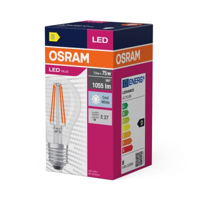 Żarówka LED E27 8W/840 E27 VALUE CL A FIL 75 non-dim 8W/840 4058075288683 LEDVANCE (4058075288683)