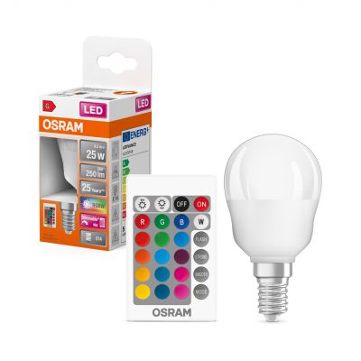 Żarówka LED kulka OSRAM RGBW RGB + pilot 4.5W E14 LEDVANCE (4058075430839)