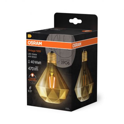 Żarówka LED Vintage 1906 LED CL DIAMOND FIL GOLD 40 non-dim 4,5W/825 E27 4058075091955 LEDVANCE (4058075091955)