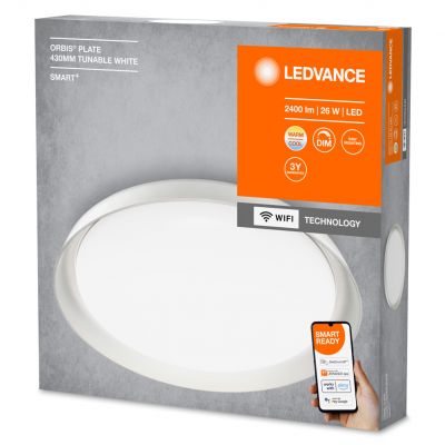 Plafon LED lampa sufitowa biała ORBIS Plate 24W 2500lm ciepła-zimna 43cm SMART+ WiFi 4058075486447 LEDVANCE (4058075486447)