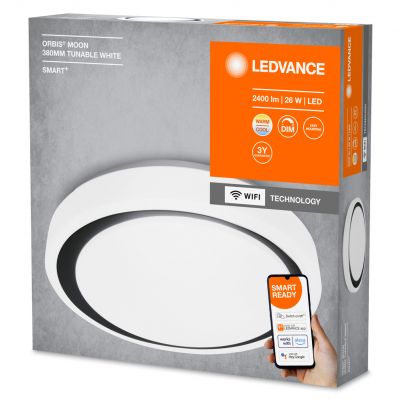 Plafon LED lampa sufitowa czarna ORBIS Moon 24W 2500lm ciepła-zimna 38cm SMART+ WiFi 4058075486362 LEDVANCE (4058075486362)