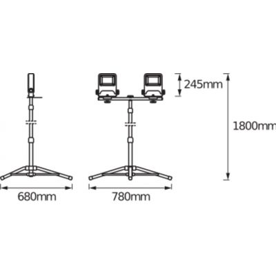 Naświetlacz LED 2x50W 4500lm 4000K IP65 Na Statywie WORKLIGHT TRIPOD Roboczy Przenośny 4058075213999 LEDVANCE (4058075213999)