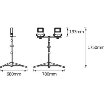 Naświetlacz LED 2x30W 2700lm 4000K IP65 Na Statywie WORKLIGHT TRIPOD Roboczy Przenośny 4058075213951 LEDVANCE (4058075213951)