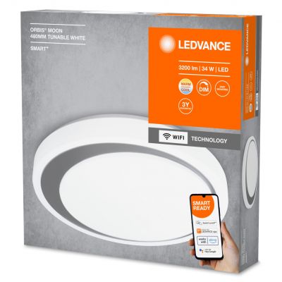 Plafon LED lampa sufitowa szara ORBIS Moon 32W 3300lm ciepła-zimna 48cm SMART+ WiFi 4058075486423 LEDVANCE (4058075486423)