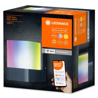 Kinkiet Ogrodowy LED INTELIGENTNY 9,5W RGB+W Ciemny szary SMART+ WiFi CUBE 4058075478114 LEDVANCE (4058075478114)