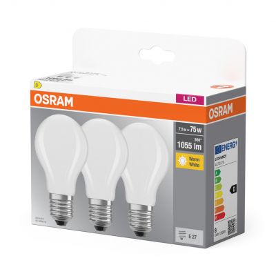 Żarówka LED /3szt./ A60 E27 7,5W=75W 1055lm 2700K ciepła biel OSRAM (4058075592490)