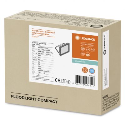 Naświetlacz LED 20W 2000lm 6500K IP65 Czarny COMPACT V 4058075574816 LEDVANCE (4058075574816)