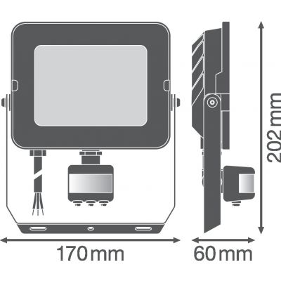 Naświetlacz LED FLOOD COMPACT SENSOR V 50W 830 SYM 100 BK 4058075575301 LEDVANCE (4058075575301)