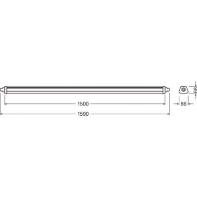 Oprawa hermetyczna DAMP PROOF LED COMPACT 1500 55W 3000K GR IP66 LEDV LEDVANCE (4058075424289)