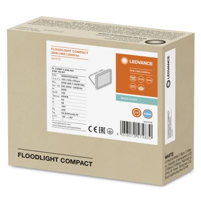 Naświetlacz LED 20W 2000lm 6500K IP65 Biały COMPACT V 4058075574830 LEDVANCE (4058075574830)
