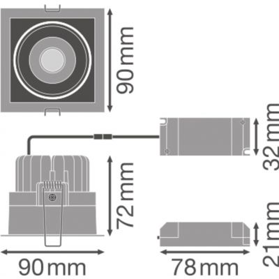 SP SQUARE DK ADJ 8W 3000K FL BK LEDV LEDVANCE (4058075114067)