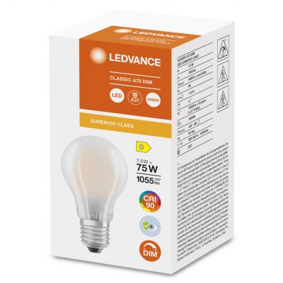 LED COMFORT SUPERIOR CL A GL FR 75 dim 7,5W 940 E27 LEDVANCE (4058075759220)