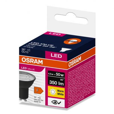 LED VALUE PAR16 50 36 4,5W 827 230V GU10 BK LEDVANCE (4058075766334)