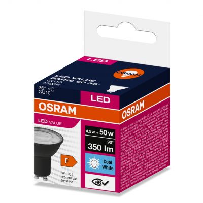 LED VALUE PAR16 50 36 4,5W 840 230V GU10 BK LEDVANCE (4058075766365)