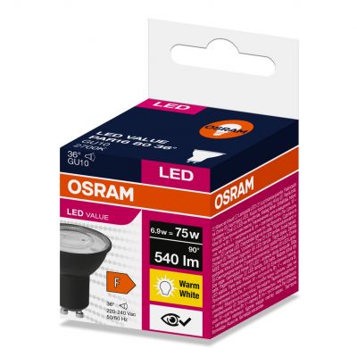 Żarówka LED GU10 VALUE PAR16 80 36 6,9W 540lm 2700K 827 230V BK czarny 4058075766518 LEDVANCE (4058075766518)