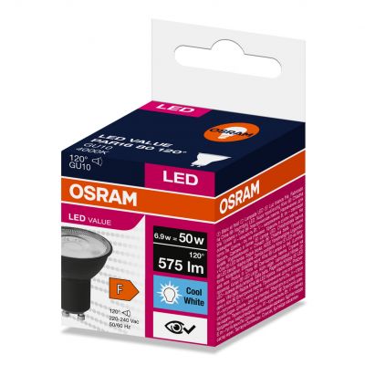 Żarówka LED GU10 VALUE PAR16 80 120 6,9W 575lm 4000K 840 230V BK czarny 4058075766631 LEDVANCE (4058075766631)