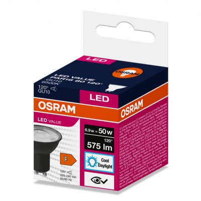 Żarówka LED GU10 VALUE PAR16 80 120 6,9W 575lm 6500K 865 230V BK czarny 4058075766662 LEDVANCE (4058075766662)
