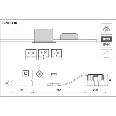 SP FIX P 8W 940 PS DIM IP44 WT LEDVANCE (4058075799561)